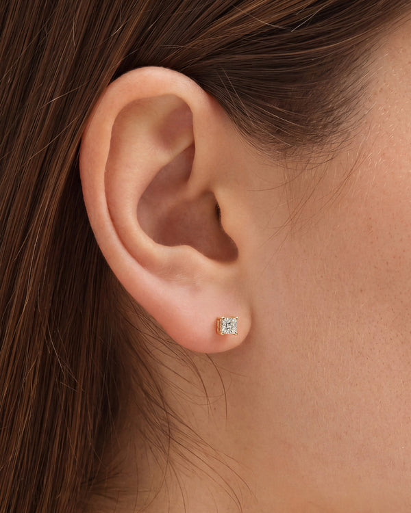 Princess Cut Stud Earrings: Protecting the Corners, and Square or Turned