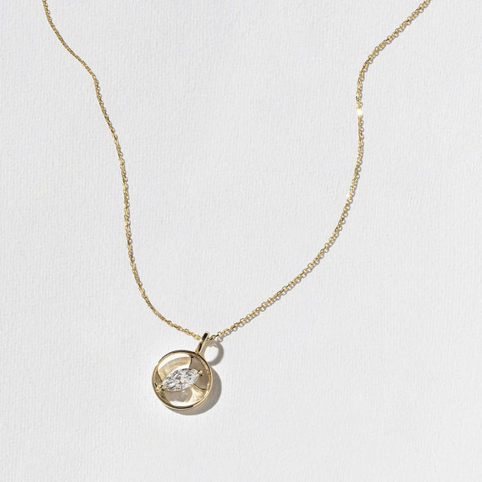 Marquise Solitaire Floating Ring Frame Moissanite Pendant Necklace image 1
