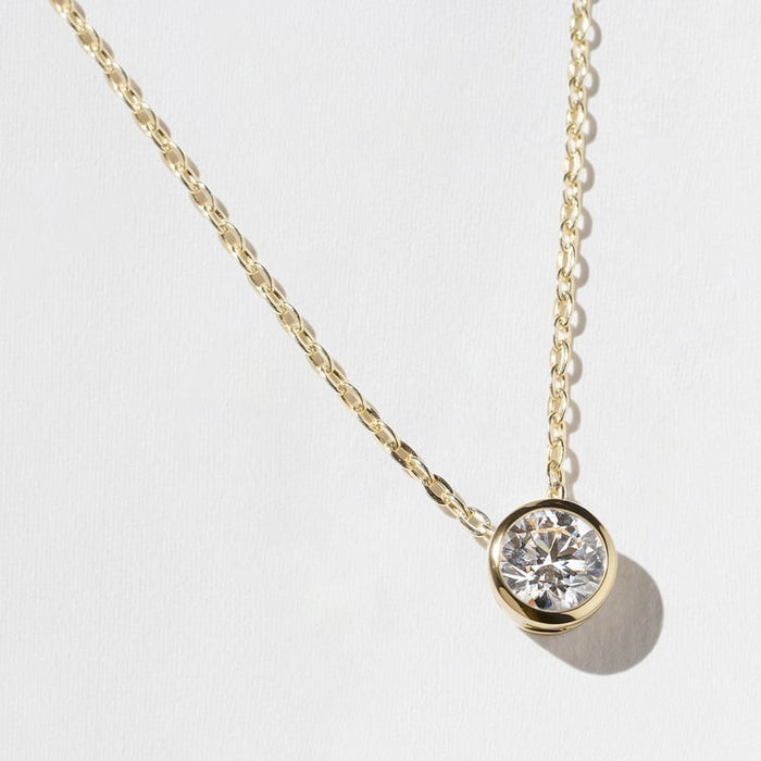 Round Bezel Solitaire Moissanite Pendant Necklace image 1