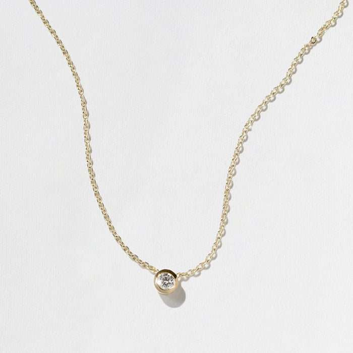 Petite Round Bezel Solitaire Moissanite Pendant Necklace image 1