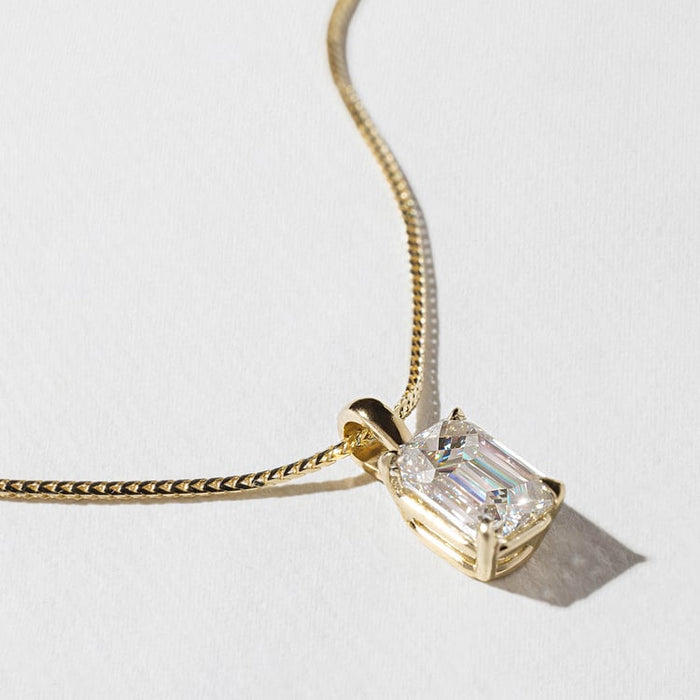Emerald Cut Four Prong Solitaire Moissanite Pendant Necklace image 2