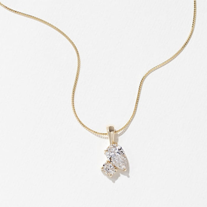 Toi et Moi Pear and Round Moissanite Pendant Necklace image 1