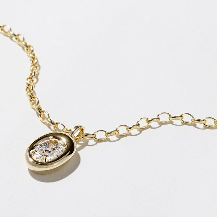 Oval Bezel Solitaire Moissanite Pendant Necklace image 2