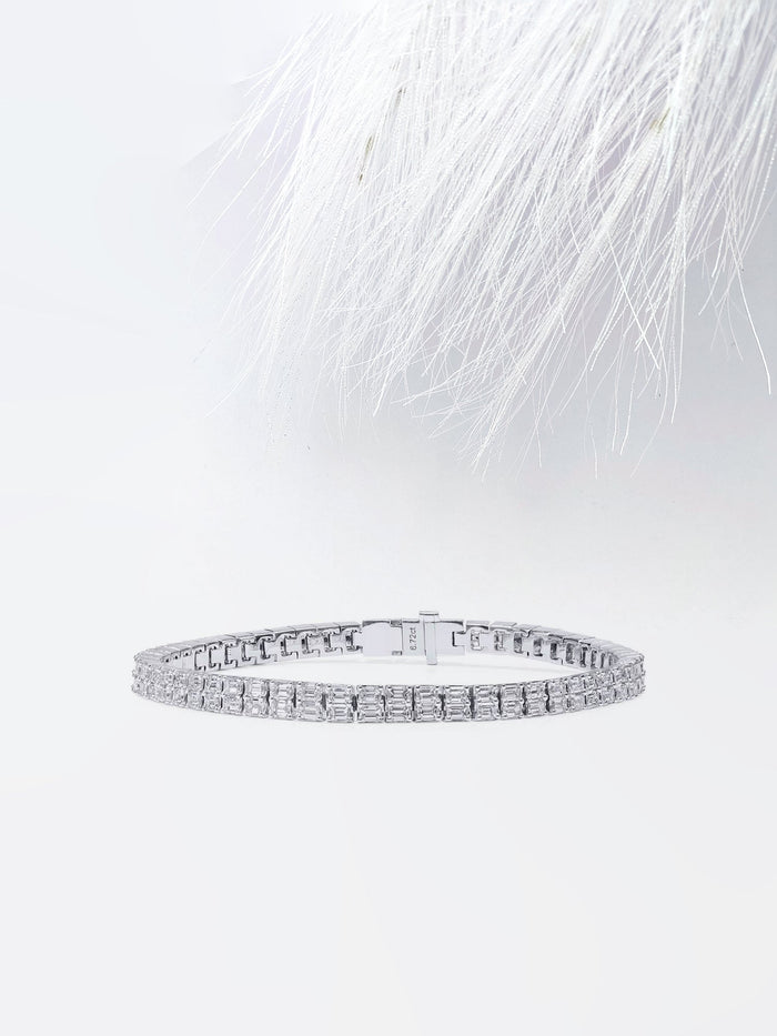 Two Row Emerald Cut Moissanite Tennis Bracelet image 1