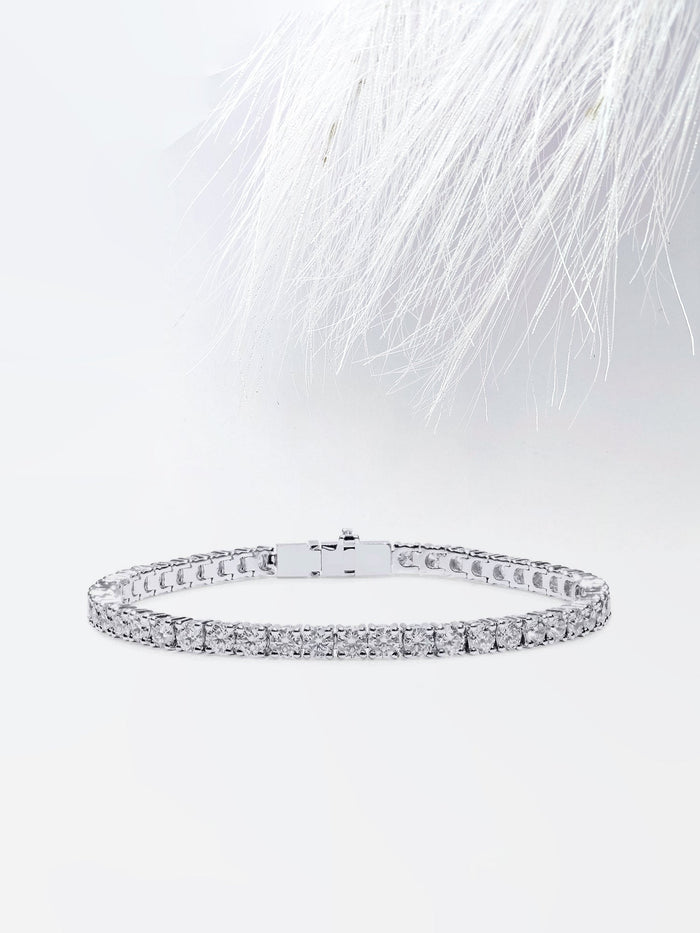 3.2mm Round Prong Moissanite Tennis Bracelet image 1