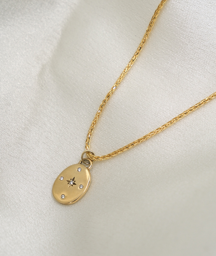 Starburst Oval Disc Moissanite Pendant Necklace image 1