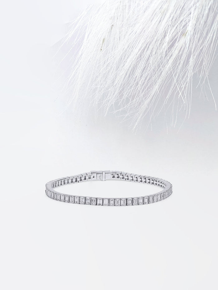 Slim Emerald Cut Moissanite Tennis Bracelet image 1