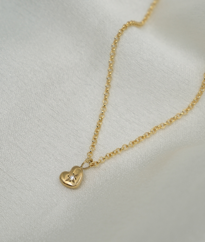 Mini Puffed Heart Moissanite Pendant Necklace image 1