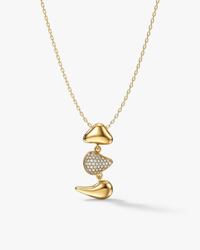 Stacked Organic Pebble Moissanite Pendant Necklace image 1