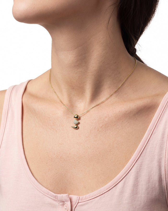 Stacked Organic Pebble Moissanite Pendant Necklace image 2