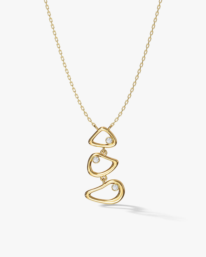 Stacked Open Bean Moissanite Pendant Necklace image 1