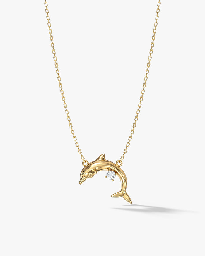 Leaping Dolphin Moissanite Pendant Necklace image 1
