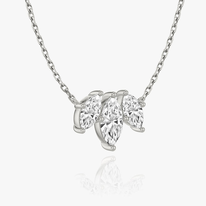 2 Carat Three Stone Marquise Crown Bar Moissanite Pendant Necklace image 2