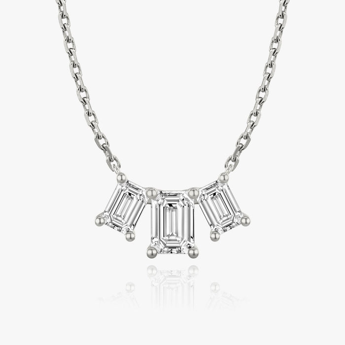2 Carat Three Stone Emerald Cut Bar Moissanite Pendant Necklace image 1