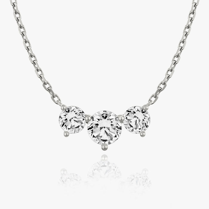 2 Carat Graduated Three Stone Round Bar Moissanite Pendant Necklace image 1