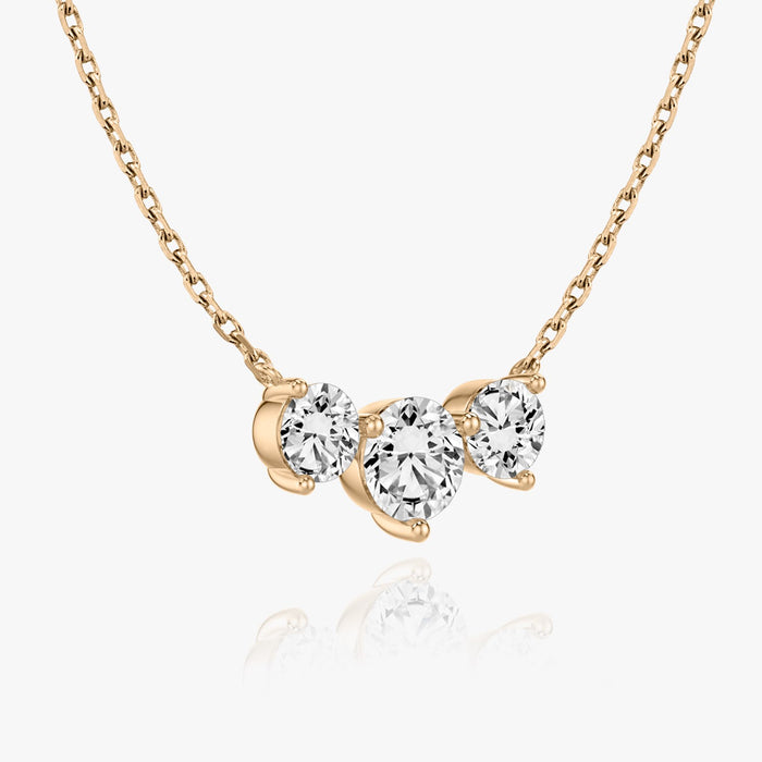 2 Carat Graduated Three Stone Round Bar Moissanite Pendant Necklace image 2