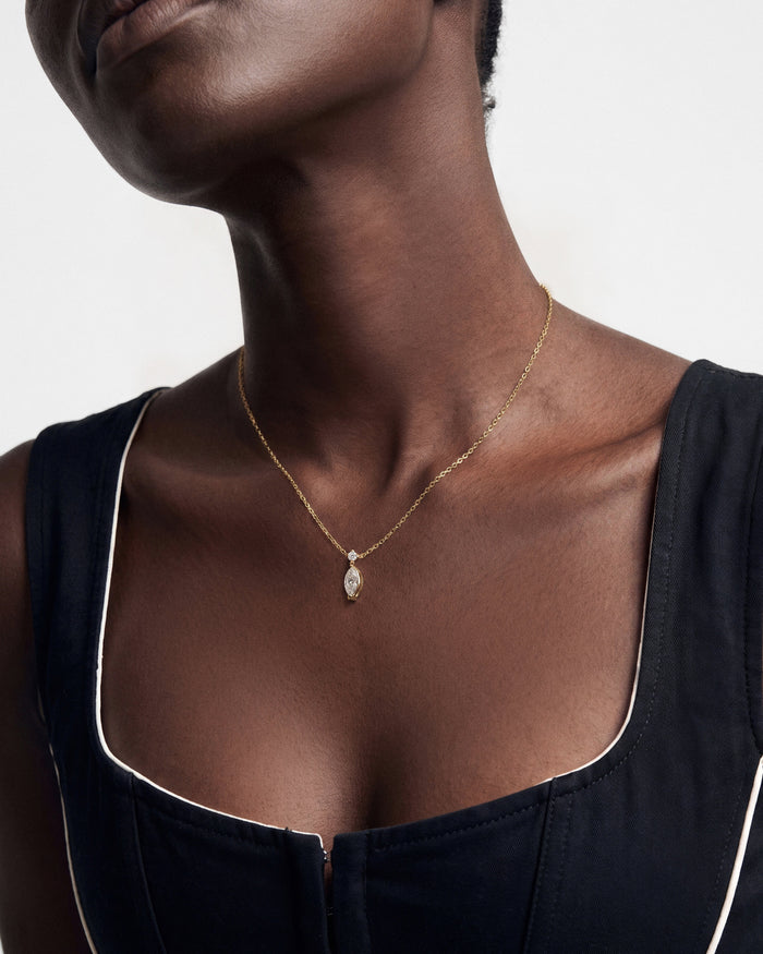 Marquise Drop Moissanite Pendant Necklace image 2