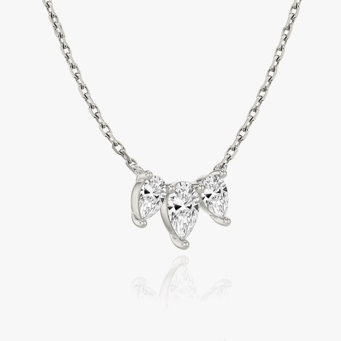 1 Carat Three Stone Pear Bar Moissanite Pendant Necklace image 2