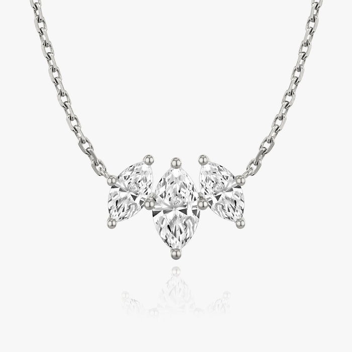 1 Carat Three Stone Marquise Bar Moissanite Pendant Necklace image 1