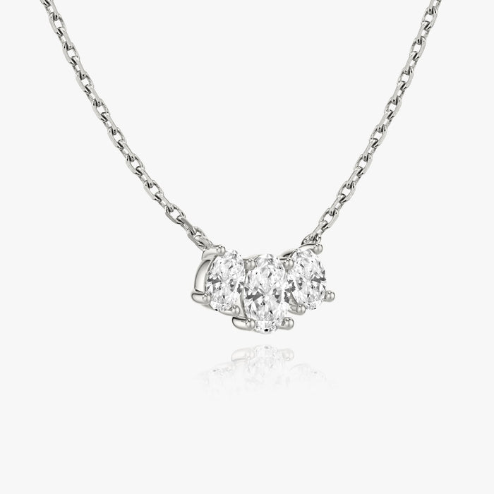 1 Carat Three Stone Oval Bar Moissanite Pendant Necklace image 2