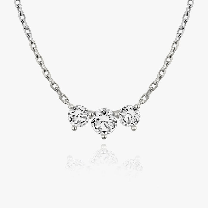 1 Carat Three Stone Round Bar Moissanite Pendant Necklace image 1