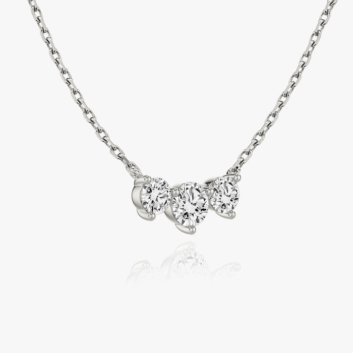 1 Carat Three Stone Round Bar Moissanite Pendant Necklace image 2