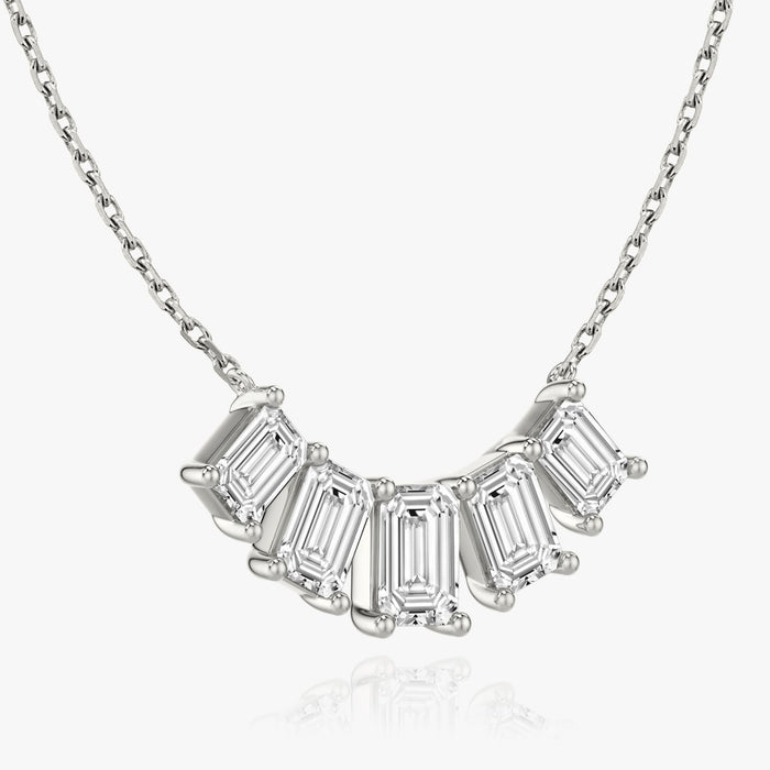 3.5 Carat Five Stone Emerald Cut Bar Moissanite Pendant Necklace image 1