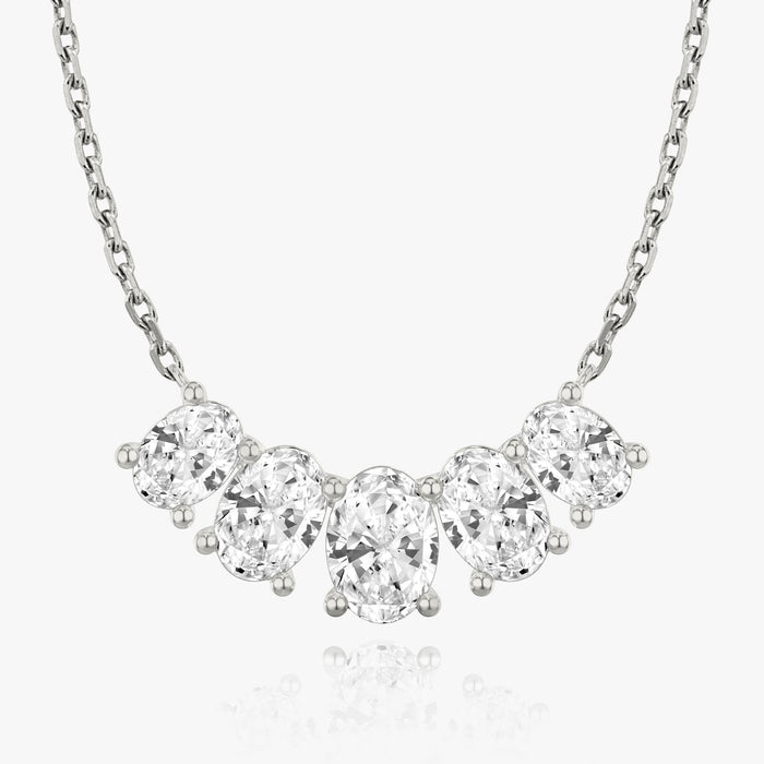 3.5 Carat Five Stone Oval Bar Moissanite Pendant Necklace image 1
