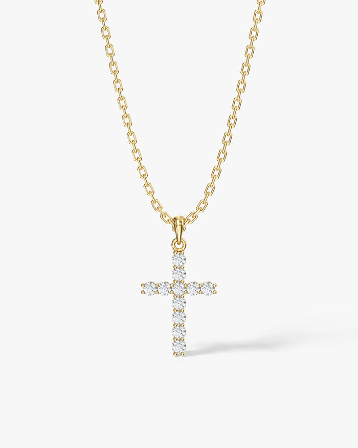 Pave Cross Moissanite Pendant Necklace image 1