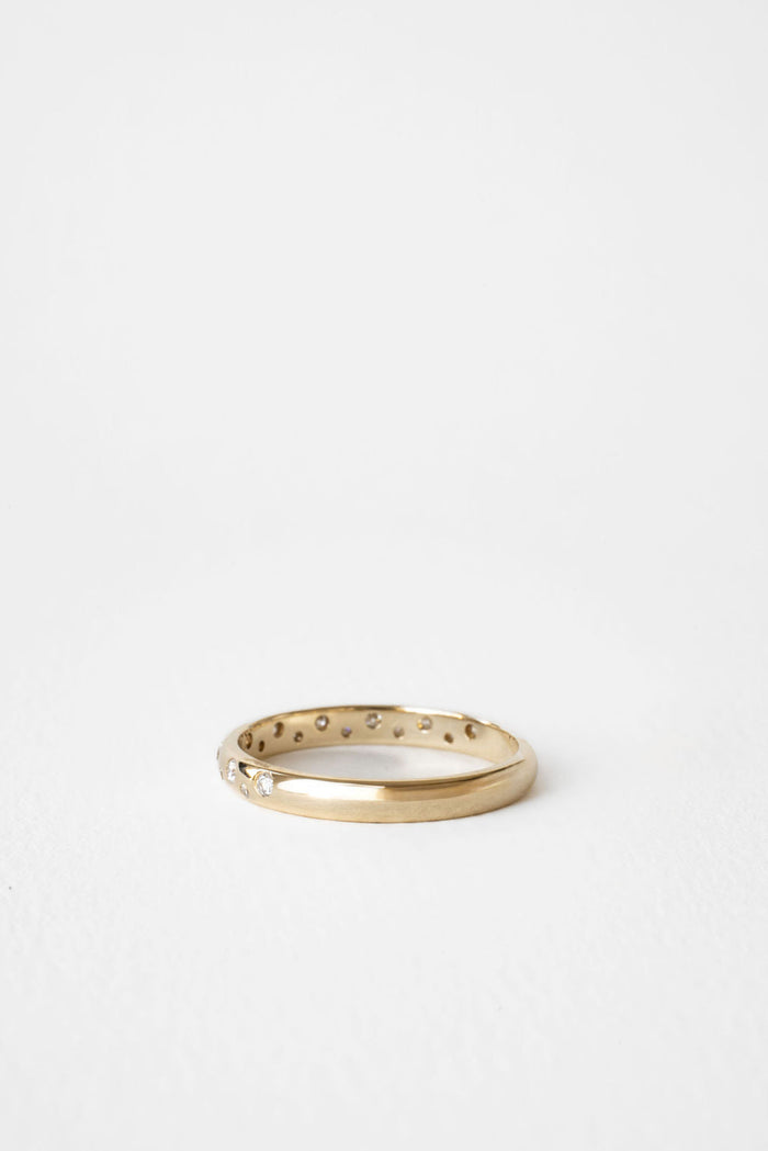 Round Moissanite Flush Set Wedding Band, view 2