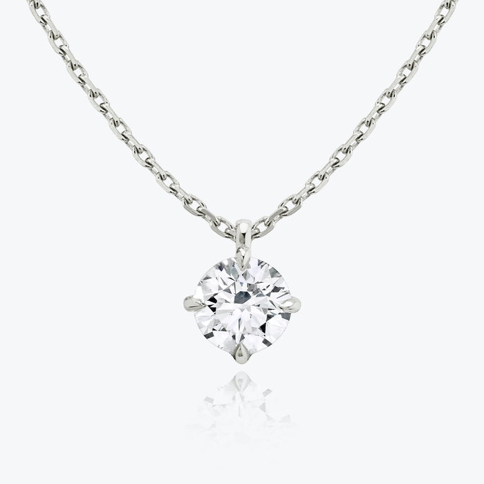 Round Four Prong Solitaire Cable Chain Moissanite Pendant Necklace image 1