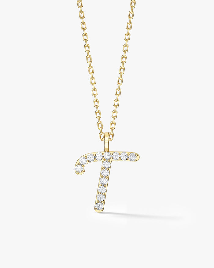 Cursive Initial Letter Moissanite Pendant Necklace image 1