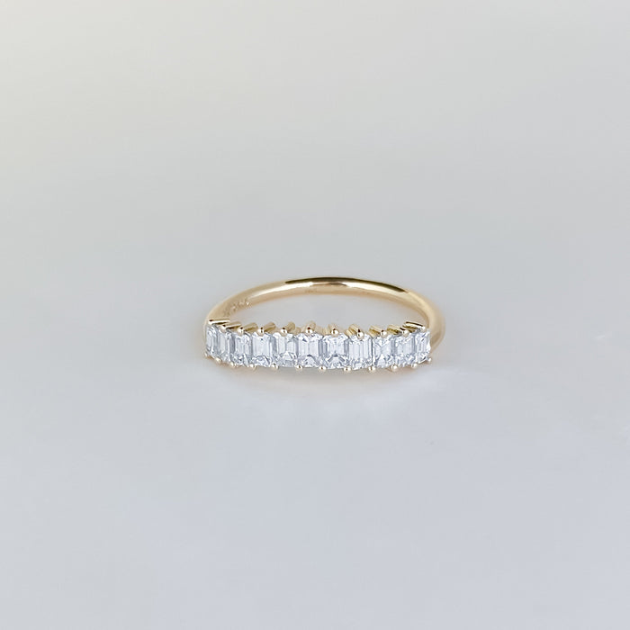 Emerald Moissanite Curved Wedding Band, view 1