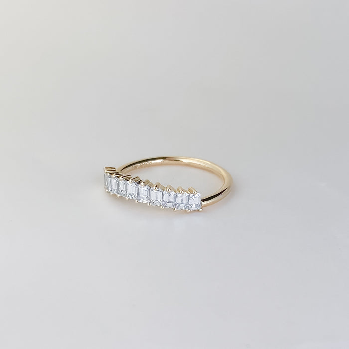 Emerald Moissanite Curved Wedding Band, view 2