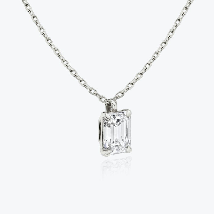 Emerald Cut Solitaire Adjustable Chain Moissanite Pendant Necklace image 2