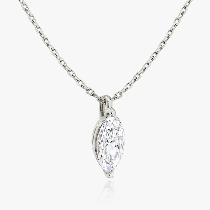 Marquise Solitaire Moissanite Pendant Necklace image 2