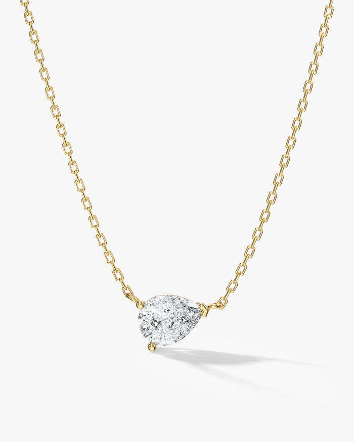 Sideways Pear Moissanite Pendant Necklace image 1
