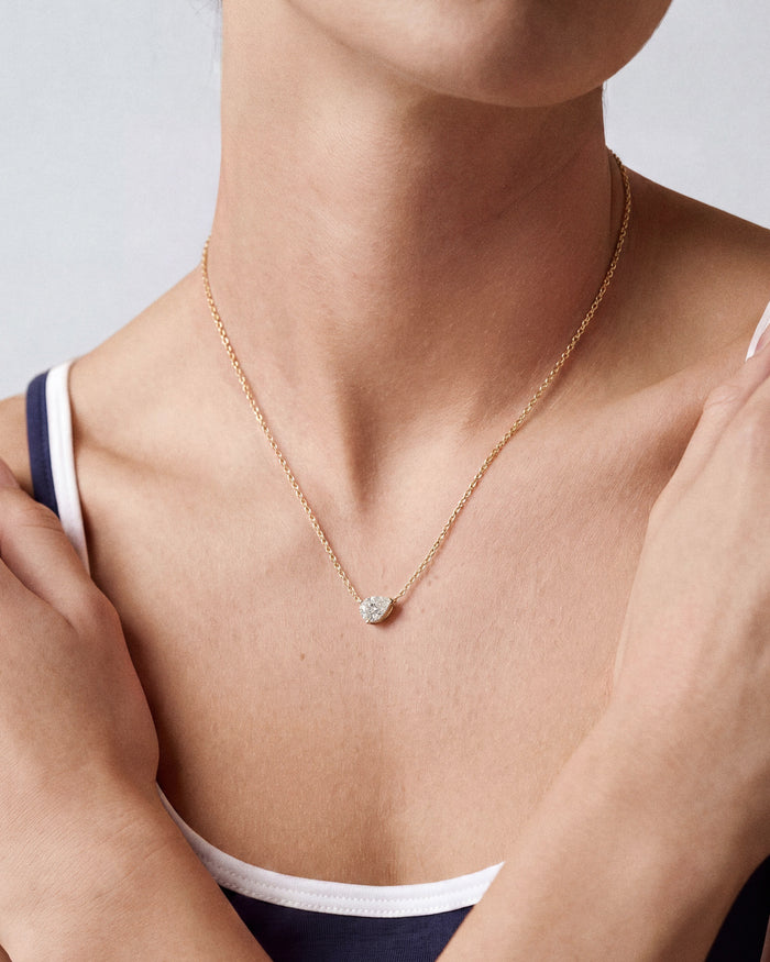 Sideways Pear Moissanite Pendant Necklace image 2