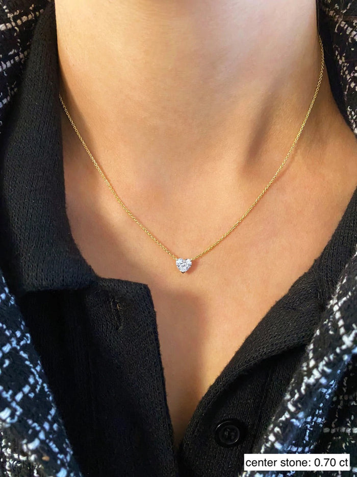 Heart Solitaire Moissanite Pendant Necklace image 2