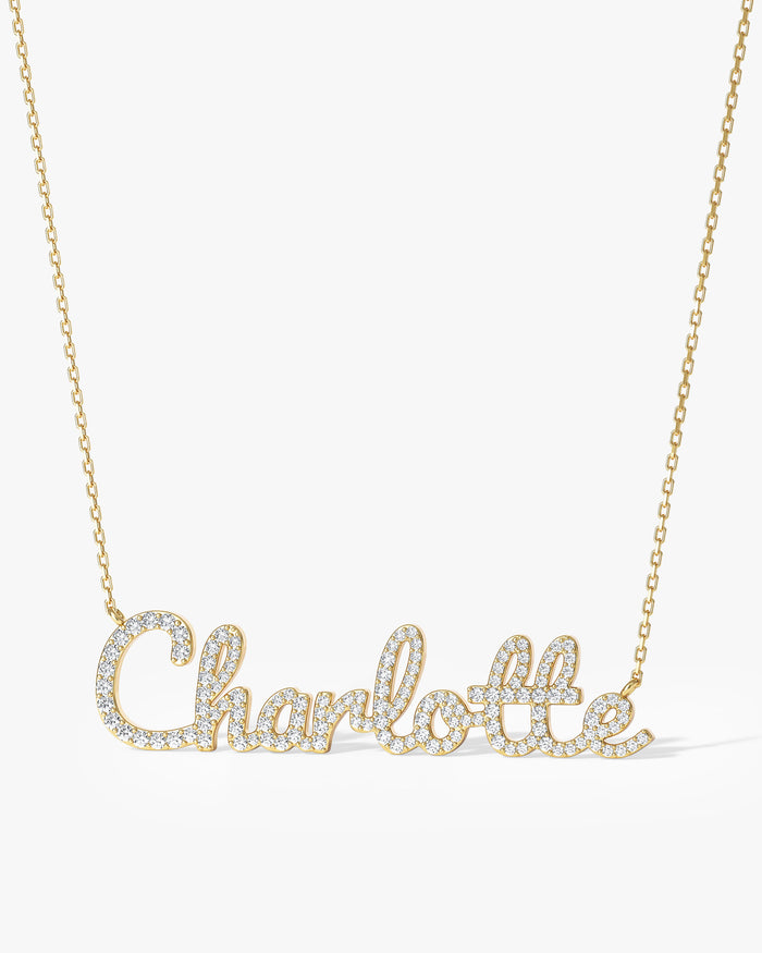 Pave Name Moissanite Pendant Necklace image 1