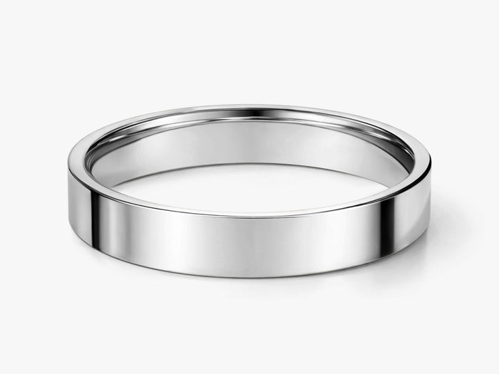 3mm classic flat wedding band in white metal