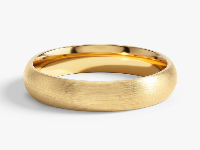 4mm classic dome matte brushed wedding band in yellow gold, front view