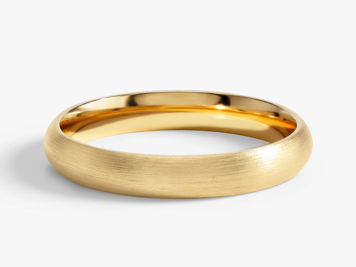 3mm classic dome matte brushed wedding band in yellow gold, front view
