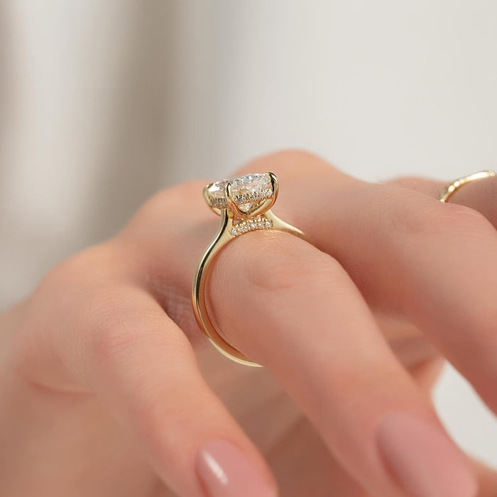 Cushion Cut Moissanite Solitaire Engagement Ring in 14K Gold — Mapple Gems