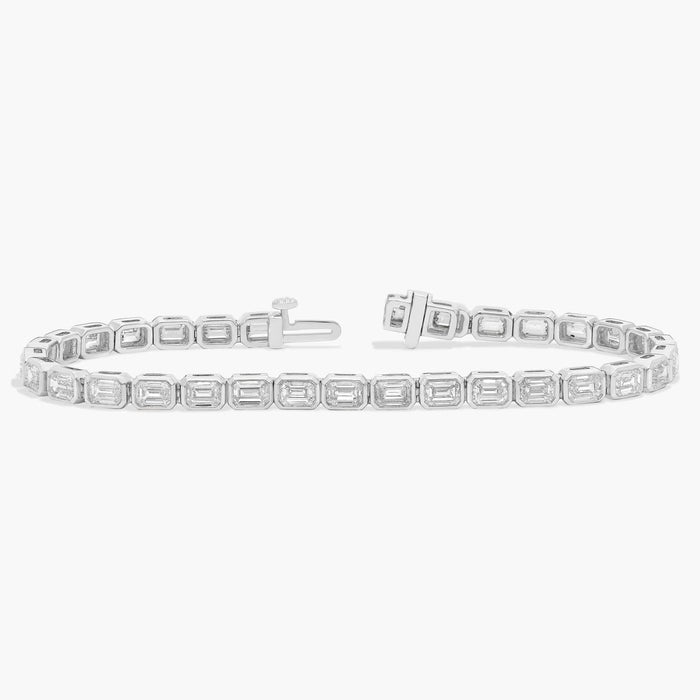Emerald Cut Moissanite Bezel Tennis Bracelet - Emerald Moissanite bracelet