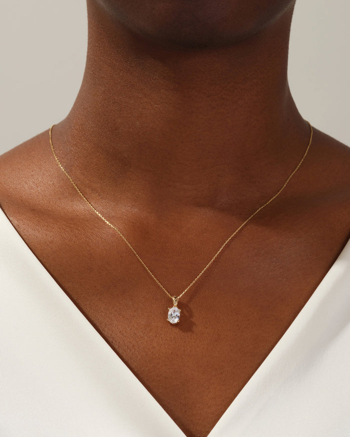 Oval Cut Solitaire Prong Moissanite Pendant Necklace image 2
