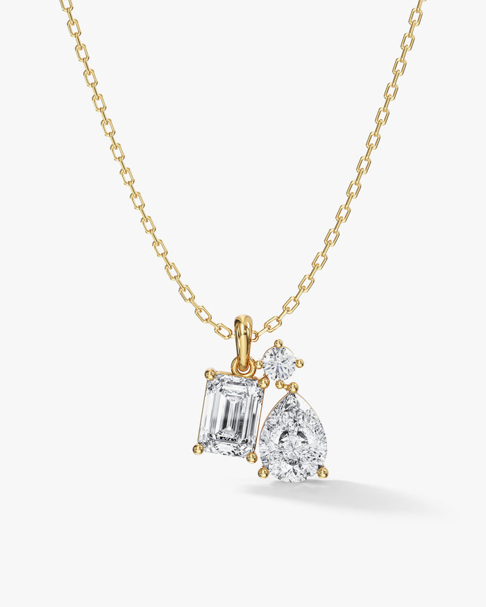Mixed Shape Three Stone Cluster Moissanite Pendant Necklace image 1