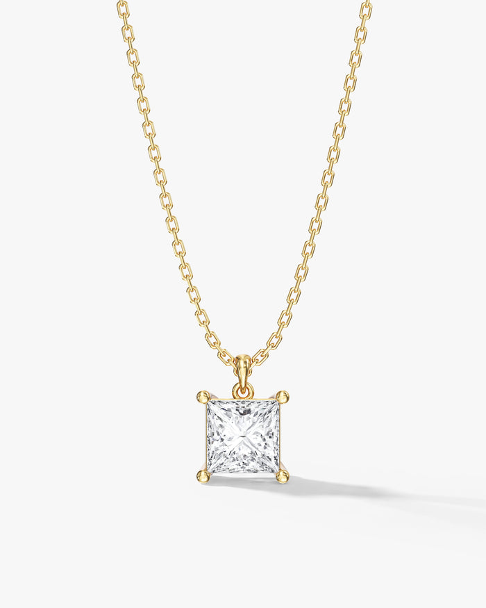 Princess Cut Solitaire Prong Moissanite Pendant Necklace image 1