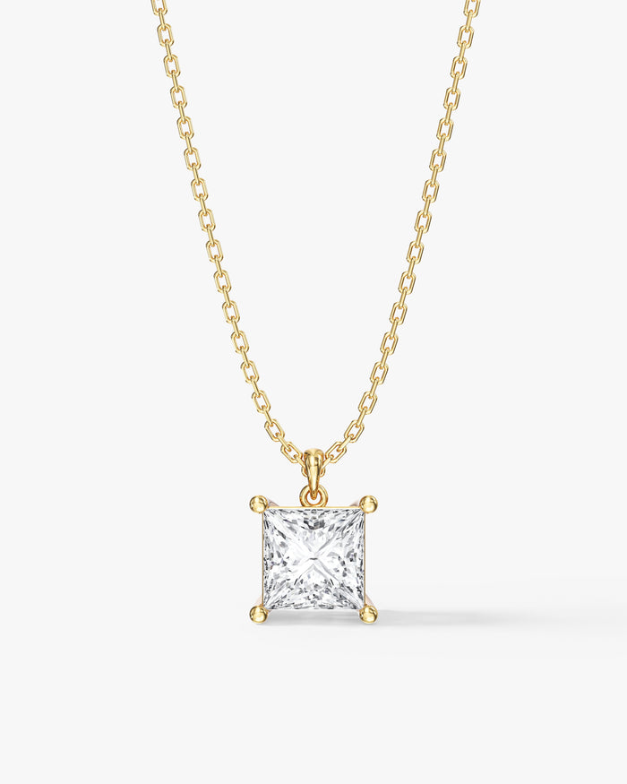 Princess Cut Solitaire Moissanite Pendant Necklace Style 2 image 1