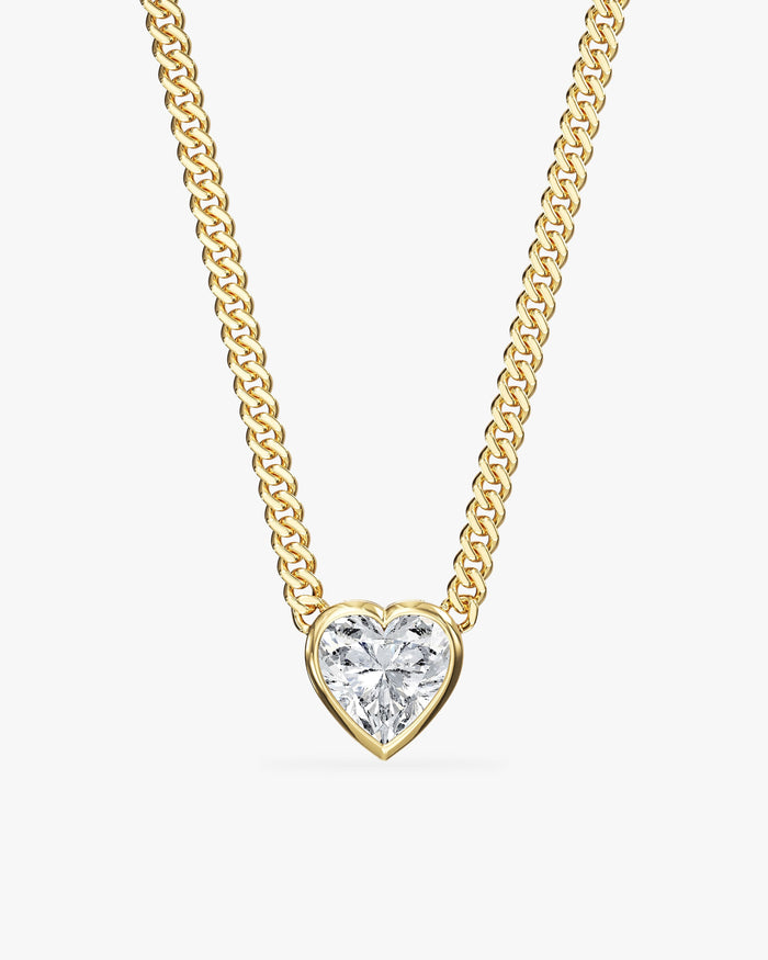 Heart Cuban Chain Moissanite Pendant Necklace image 1